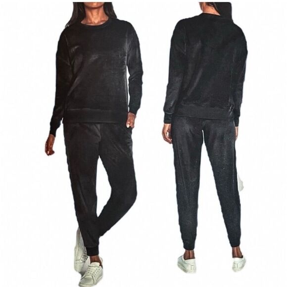 Banana Republic XXL Velour Black Sweatsuit 2 Piece set - Picture 1 of 8